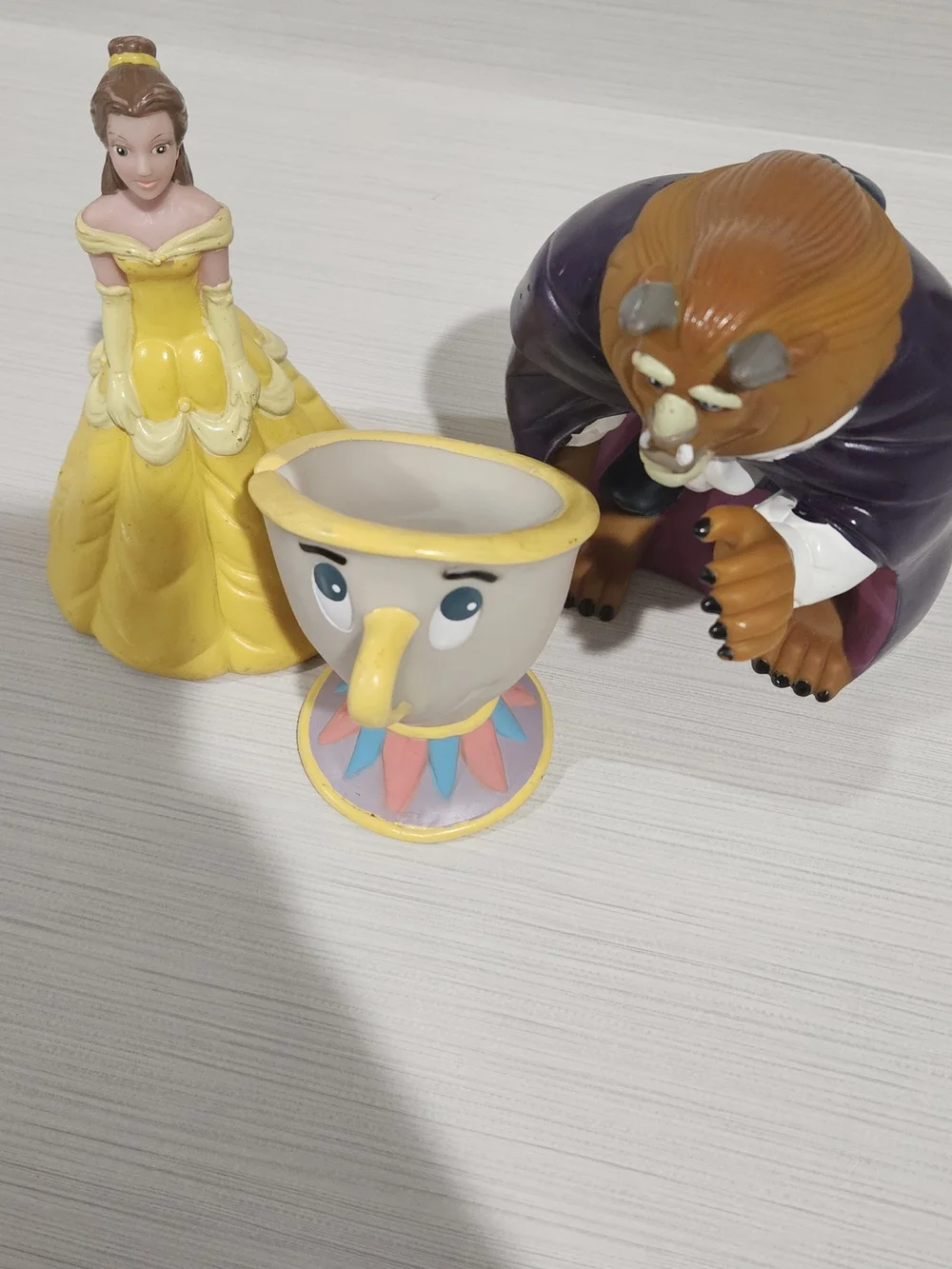 Disney's Beauty and the Beast VINTAGE Rubber Hand Puppets Pizza Hut 1992 Set 3